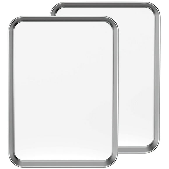 GPED Juego de 2 Bandejas para Hornear, Bandejas de Acero Inoxidable para Galletas para Horno, Rectangulares 17.3” x 12.2” x 1”, Utensilios Profesionales para Hornear, Saludables y No Tóxicos, Fácil d