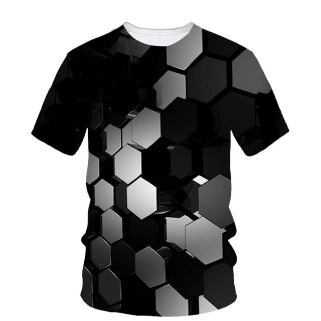 New Summer Personality Simple Style Men'S T-Shirt 3d Printed Street Trend Creative Fashion Short-Sleeved O Collar All Loose Top