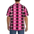 thumbnail image 3 of Fotbe pink and black argyle Print Short Sleeve Button Down Shirts for Men Casual Summer Beach Wrinkle Free Shirt-4X-Large, 3 of 5