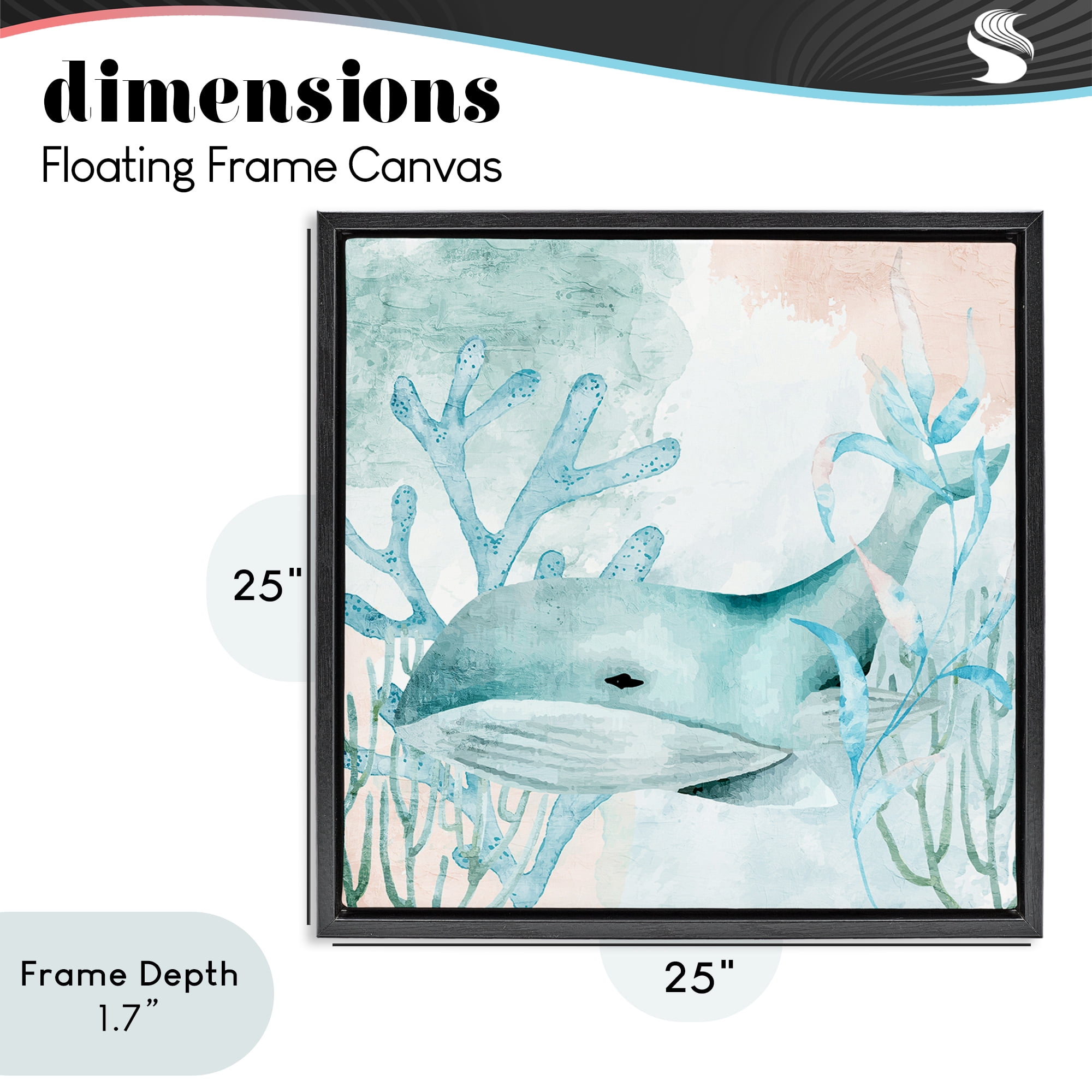 Stupell Industries Whale Sea Swim Black Framed Floater Canvas Wall Art, design by Kim Allen