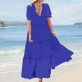 thumbnail image 6 of Flowy Dresses For Women Sevevn Women 2025 Summer Crewneck Ruffle Sleeve Midi Dress Casual Polka Dot Boho Long Dress Beach Sundress Womens Dresses Spring, 6 of 9