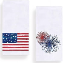American Flag Stars Firework 4th of July Kitchen Towels Dish Towels, 18x26 Inch Patriotic Liberty Decor Hand Towels Set of 2