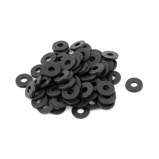 100pcs Arandela de Espaciador Plano de Nylon Aislante Redonda Goma Anillo 3 x 8 x 1mm Negra