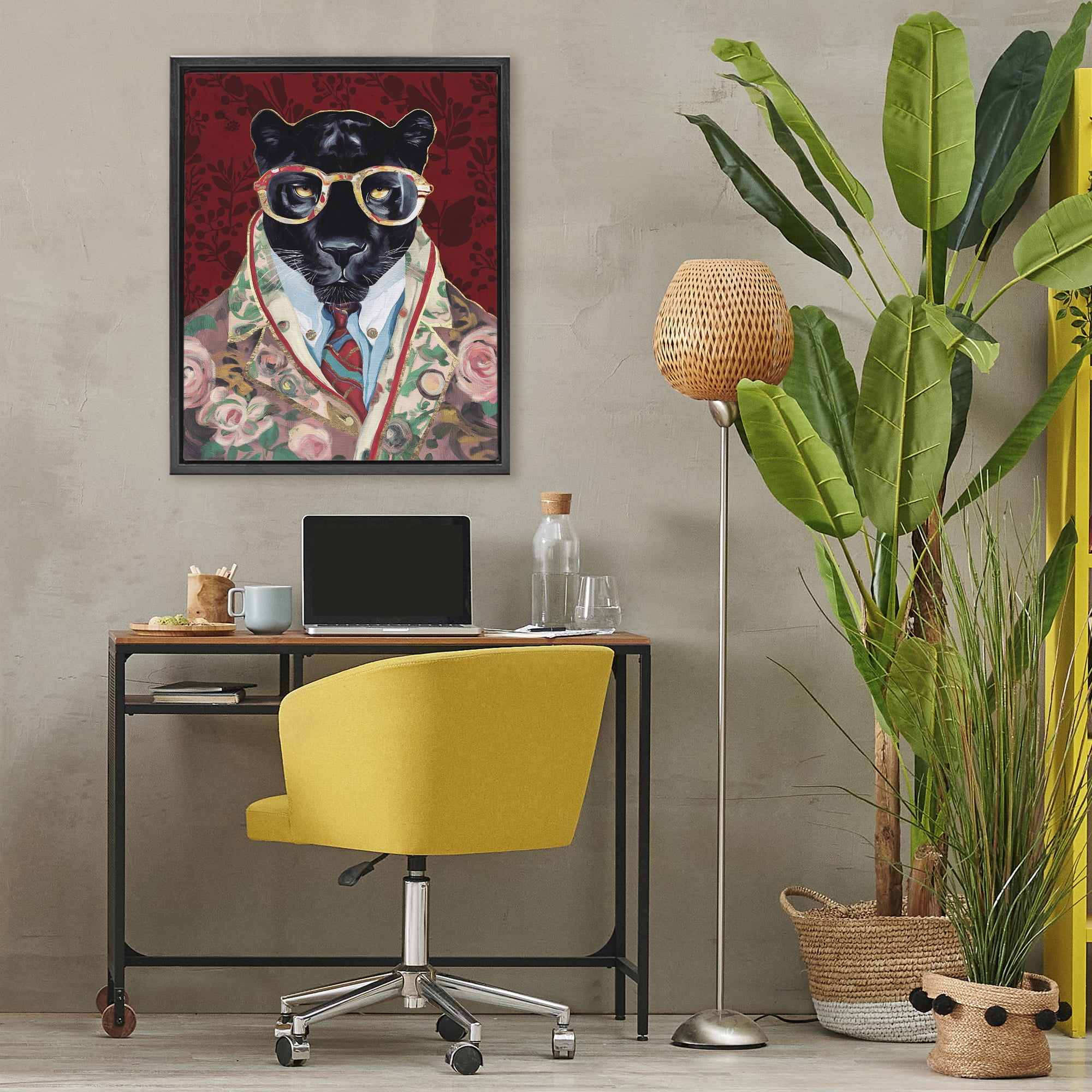 Stupell Industries Fashionable Scarlet Panther Black Framed Floater Canvas Wall Art, design by Svetlana Aleynikova