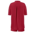 thumbnail image 4 of GILIGEGE Linen Sets for Women 2 Piece Summer Women's Spring and Summer Short Sleeve Shorts Solid Color Cotton Linen Thin Shirt Button Suit Lounge Beach Vacation Two Piece Outfits Tracksuits Red 3Xl, 4 of 5