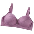 thumbnail image 4 of Bigersell Wireless Full-Coverage Bras for Women Embellished Lace V-Neck Push up Bra No Underwire Female Comfortable Soft Bralette Padded Sports Bras Style-D28, S-8-Purple 40B, 4 of 5