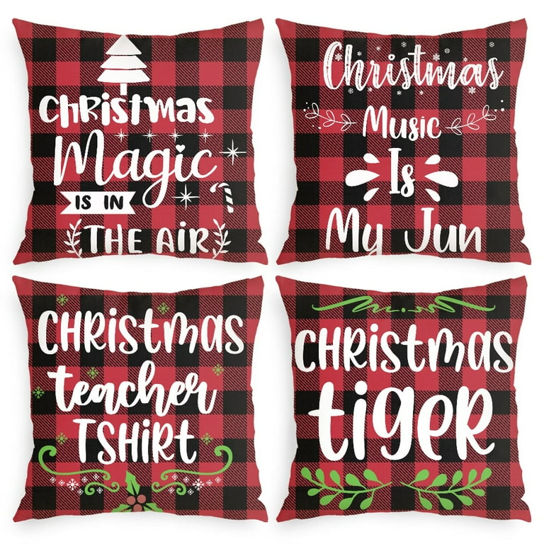 Christmas Pillow Covers 4 Pack 18 18in Polyester Linen Cushion
