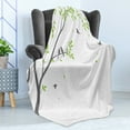 thumbnail image 4 of Tree Soft Flannel Fleece Throw Blanket, Flourishing Spring Season Leaves and Birds Chilling by the Branch, Cozy Plush for Indoor and Outdoor Use, 50" x 70", Dimgray Lime Green, by Ambesonne, 4 of 5