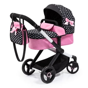 Bayer Design Pram Xeo Doll Stroller Hearts, Black & Pink