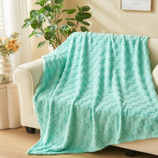 Manta NEWCOSPLAY de franela supersuave color aguamarina, 50 x 70 cm