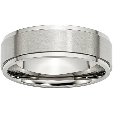 Primal Steel Primal Steel Stainless Steel Ridged Edge 7mm Brushed and Polished Band