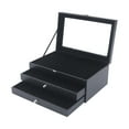 thumbnail image 3 of Pen Box Fountain Pen Box Pen Display Case Lid 36 Slot Pen Case Pen Box 2 Drawer 36 Piece Black Leather Flannel Pen Organizer Box Pen Collection Display Case  Black Leather Flannel Pen Organizer Box, 3 of 12