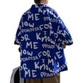 thumbnail image 3 of Male Oversized Shirt Letter Pattern Printed Turn Down Collar Single Breasted Short Sleeve Shirt Top for Men, 3 of 8