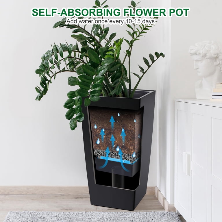 30" Tall Planter Set of 2, Exceptional Durability, Resistant to Frost and  Sun, Built-in Drainage & Automatic Watering, Indoor/Outdoor Plant Pot with  Water Level Monitor - Walmart.com