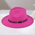 thumbnail image 2 of SRZYMJ Womens Classic Wide Brim Floppy Panama Hat Belt Buckle Wool Fedora Hat, 2 of 3