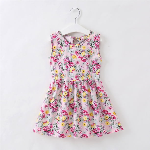 Vestidos sin mangas con estampado de flores para niñas de 1 a 7 años, ropa para niños, vestido de princesa de verano, vestido de desfile de baile de fiesta para niños, atuendo Tan Jianjun unisex
