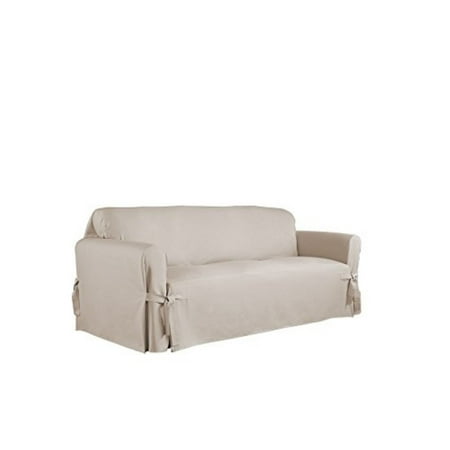 Serta Relaxed Fit Durable Woven Linen Canvas Furniture Slipcover Sofa Khaki