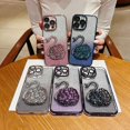 thumbnail image 2 of Electroplated Glitter swan Pattern Phone case with Glitter or Without Glitter Paper, Drop-Proof, Light Luxury Style, for iPhone 15 14 13 12 11 Pro Max case (Black 1,iPhone 13 Pro Max), 2 of 8