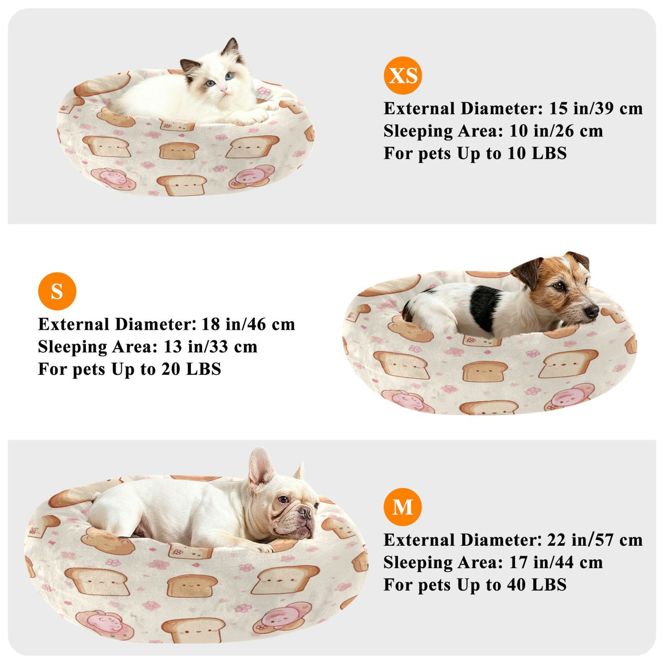 Iauyy Pet Couch Donut Cat Bed for Indoor Cats/Small Dogs Washable & Machine with Non-slip Bottom Calming Cat Furniture, Cartoon Bread Man (S)