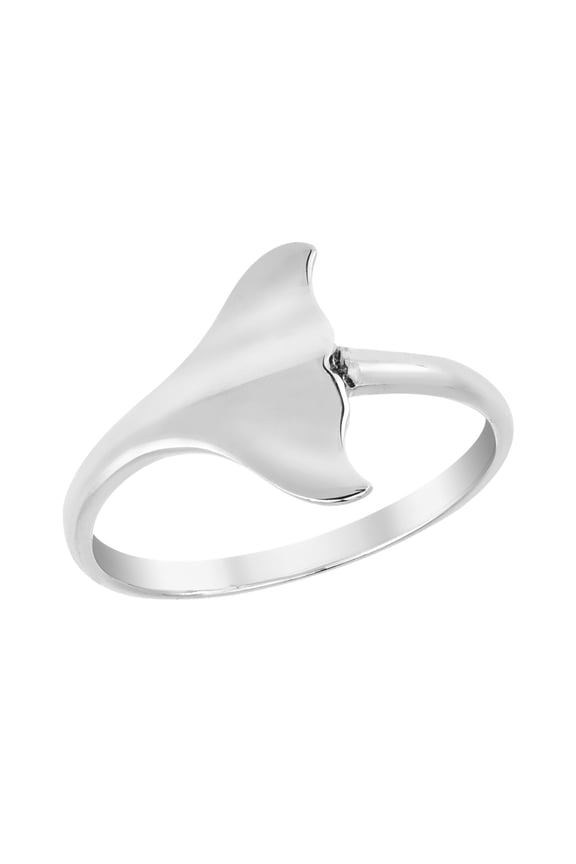 Gentle Giant Whale Tail Sterling Silver Simple Band Ring-8