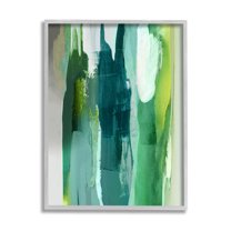 Stupell Industries Green Asymmetrical Abstract Abstract Painting Gray Framed Art Print Wall Art, 11 x 14