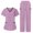 🔥 Purple, variant on Dianli Women's Color Block Short Sleeve V-Neck Top and Pocket Trousers Set, Loose Fit Professional Caregiver Uniform, Comfortable and Stylish Workwear for Medical Nursing Pink M