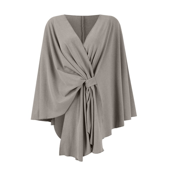 Women's Elegant Shawl Wraps Soft Open Front Poncho Sweater for Spring Fall Winter Dark Gray