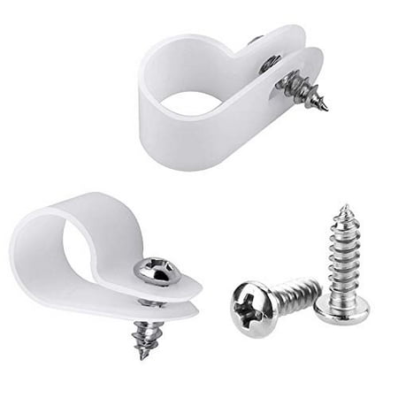 

50 Pack 3/8 inch Rope Light Clips with Stainless Steel Screws Cable Clip Wire Clamp for Wire Management P-Type Mounting Clips