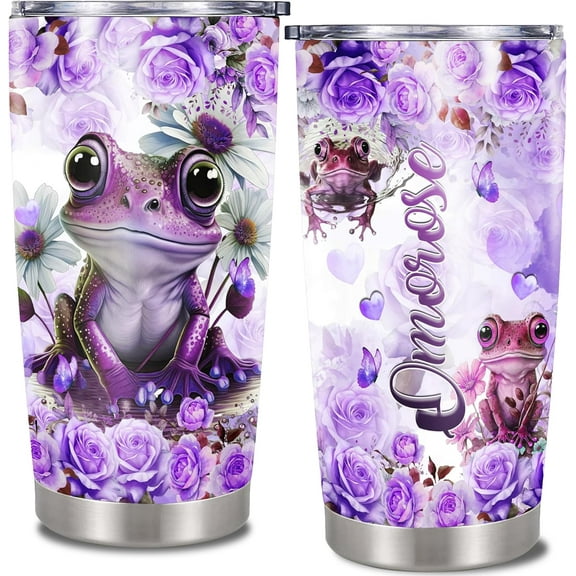 Personalized Frog Tumbler Travel Coffee Insulated Cups with Lid 20oz Stainless Steel Double Wall Vacuum Frogs Gifts For Girl Daughter Son Women Birthday