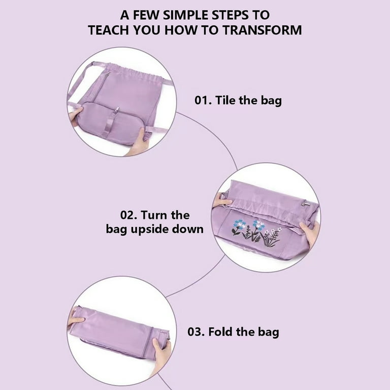 Wovilon Storage Trunk Storage Bags Foldable Drawstring Large Capacity Embroidered Backpack, Drawstring Backpack For Women Travel Backpack
