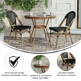 thumbnail image 4 of Emma + Oliver Indoor/Outdoor Bistro Style 31.5 in. Table with Black Textilene, Glass Top, and Two Chairs - Natural Frame, 4 of 10