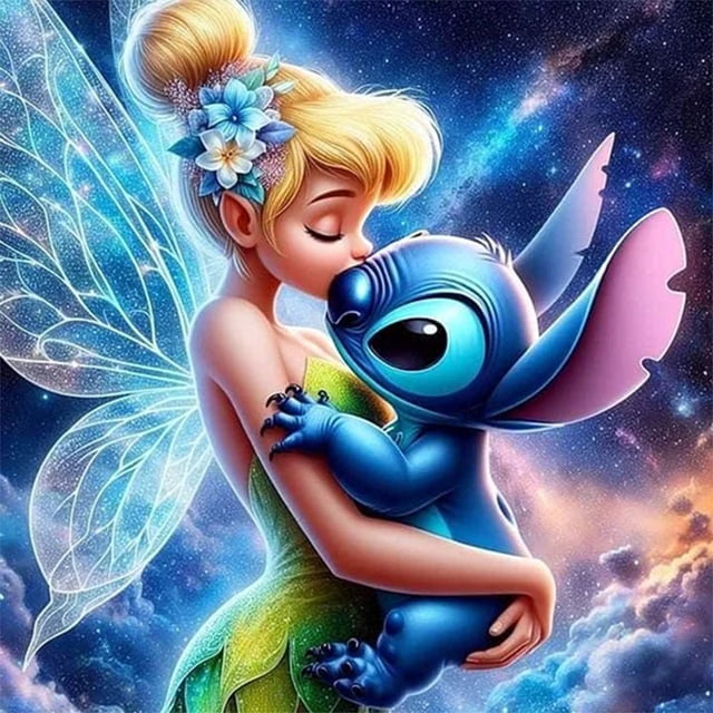 (w3743) Lleno Diamantes Disney Hada Las Flores Stitch Serie Dibujos Animados Diamante Resina 50*50CM 40 Colores