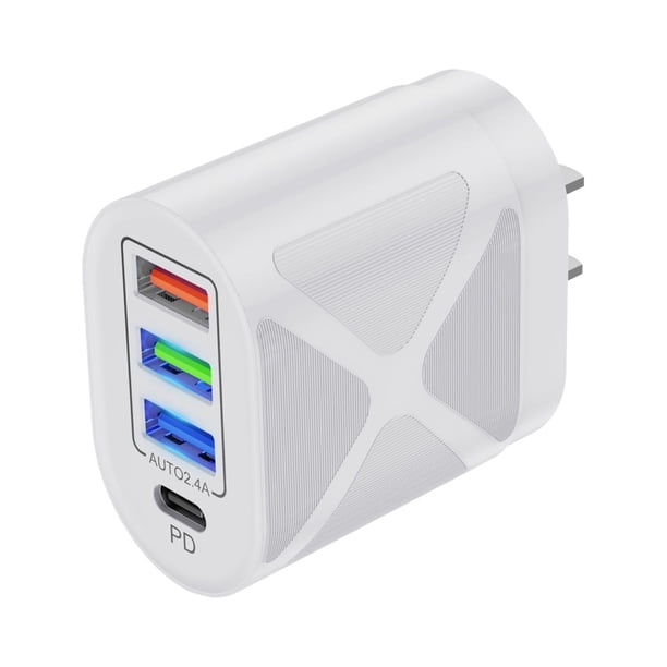Cargador Usb C De 48 W Cargador De Pared Usb De 4 Puertos Para Teléfonos Inteligentes 3 Usb + Tipo C Cabezal De Carga De 4 Puertos