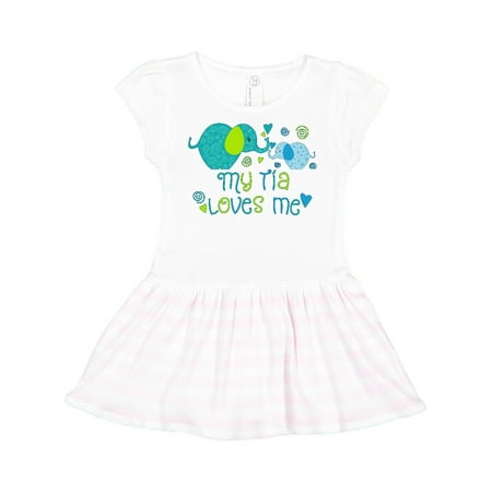 

Inktastic My Tía Loves Me- cute elephants Gift Toddler Girl Dress