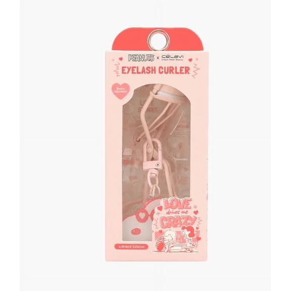 CELAVI x PEANUTS PINK EYELASH CURLER WITH KEYCHAIN