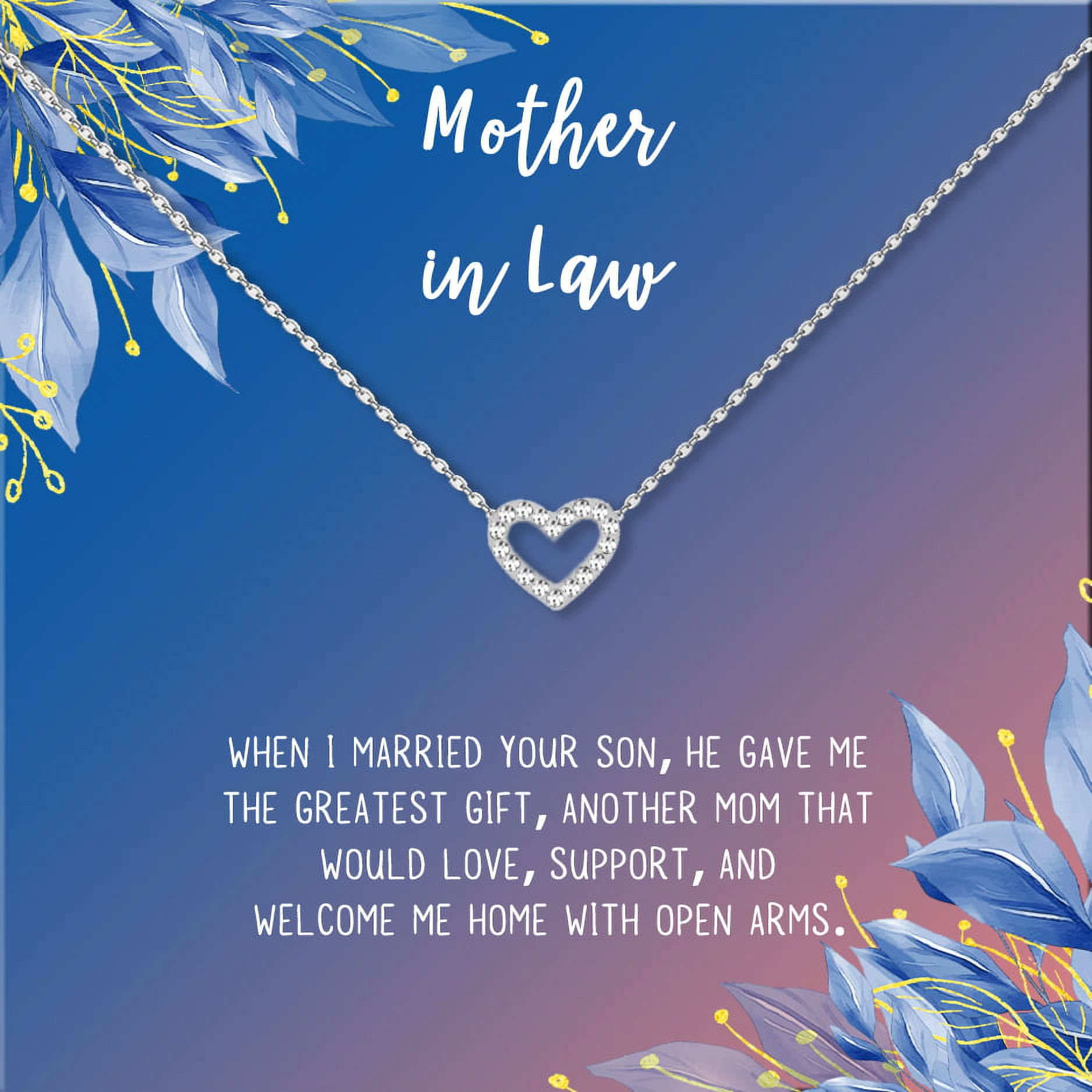 Anavia Mother in Law Gift, Mother of the Groom Gift, Jewelry and Card Gift for Mother in Law, Mother's Day Gift, Necklace and Card Gift [Silver Heart,Blue-Orange Gradient]
