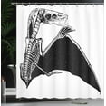 thumbnail image 3 of Ambesonne Bones Shower Curtain, Monotone Pterodactyl Skeleton, 69"Wx75"L, Charcoal Grey and White, 3 of 4