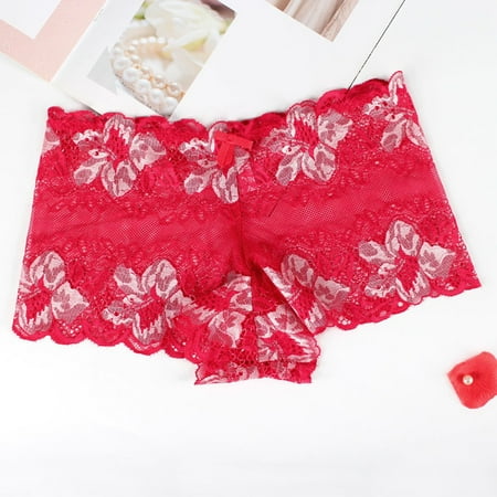 

uikmnh Women Lace Transparent Contrast Rose Pattern Triangle Underpants