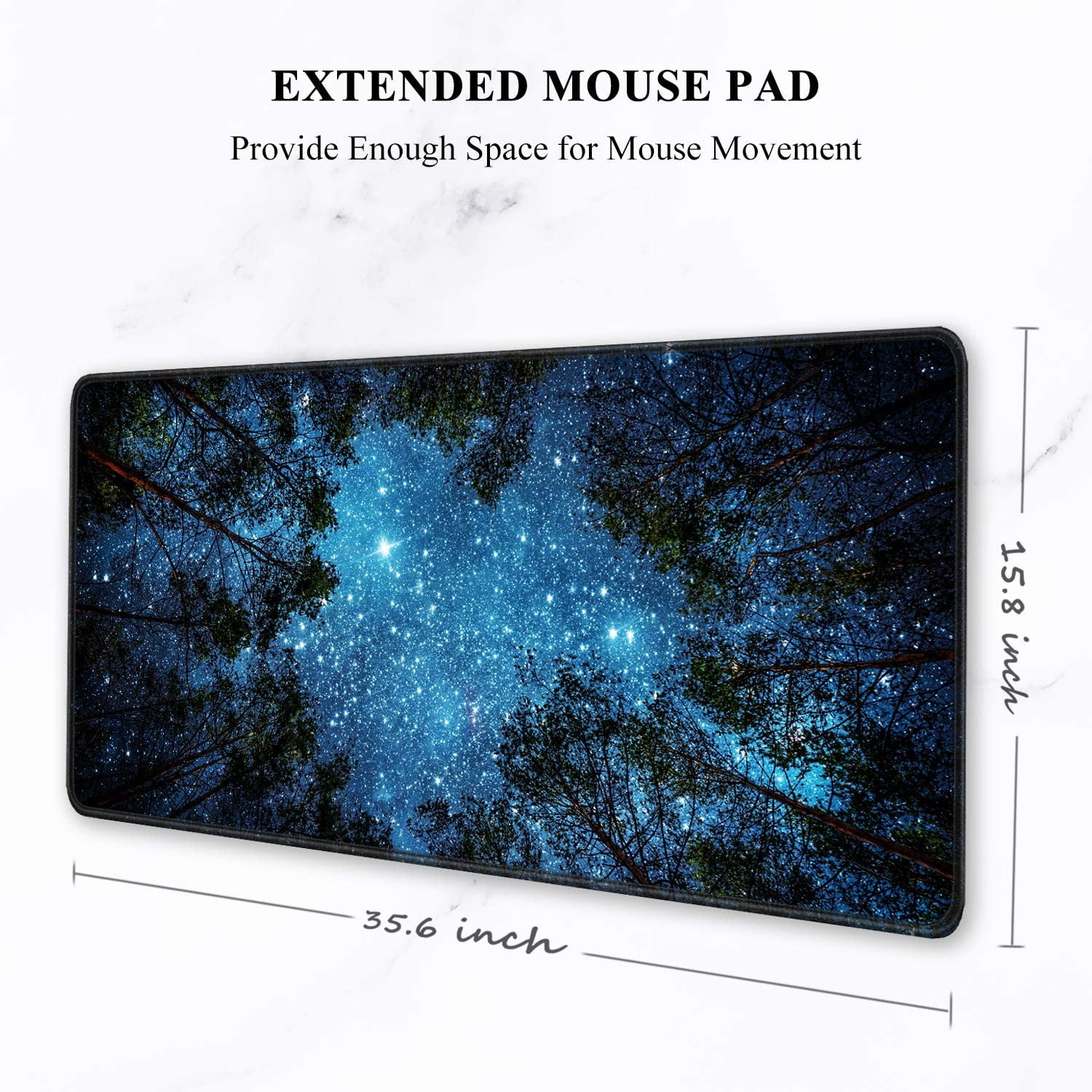 Large Mouse Pad, XXL Gaming Mousepad, Desk Mat for Desktop, Thick Rubber, Big & Long Size, Stitched Edges, Full Desk Pad for Laptop & Computer, Extended 35.4 x 15.7 in, Silent Night Sky