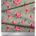 thumbnail image 2 of Soimoi Green Cotton Duck Fabric Leaves & Rose Floral Printed Craft Fabric by the Yard 42 Inch Wide, 2 of 3