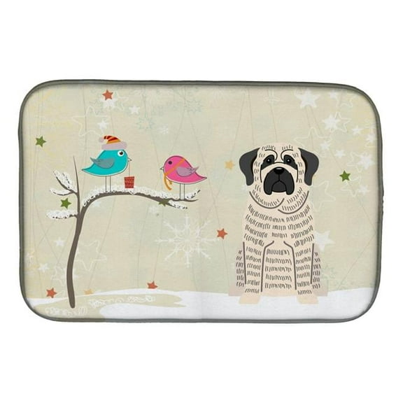 Christmas Presents Between Friends Mastiff Brindle White Dish Drying Mat
