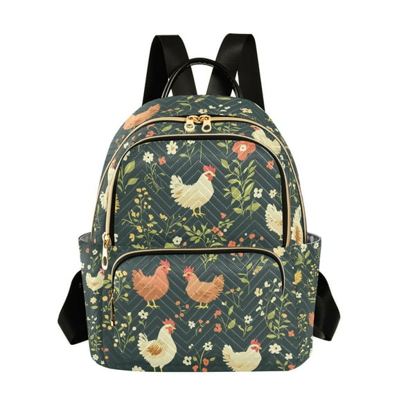 ALAZA Chicken Flower Womens Travel Laptop Backpack Large Daypack Ladies Shoulder Bags S