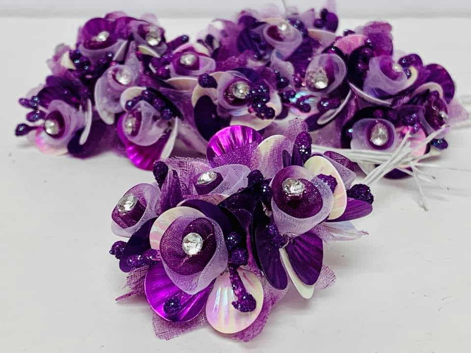 Purple And White Rhinstone Craft Flowers Diy Projects 8 Bunch For