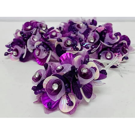 Purple And White Rhinstone Craft Flowers Diy Projects 8 Bunch For
