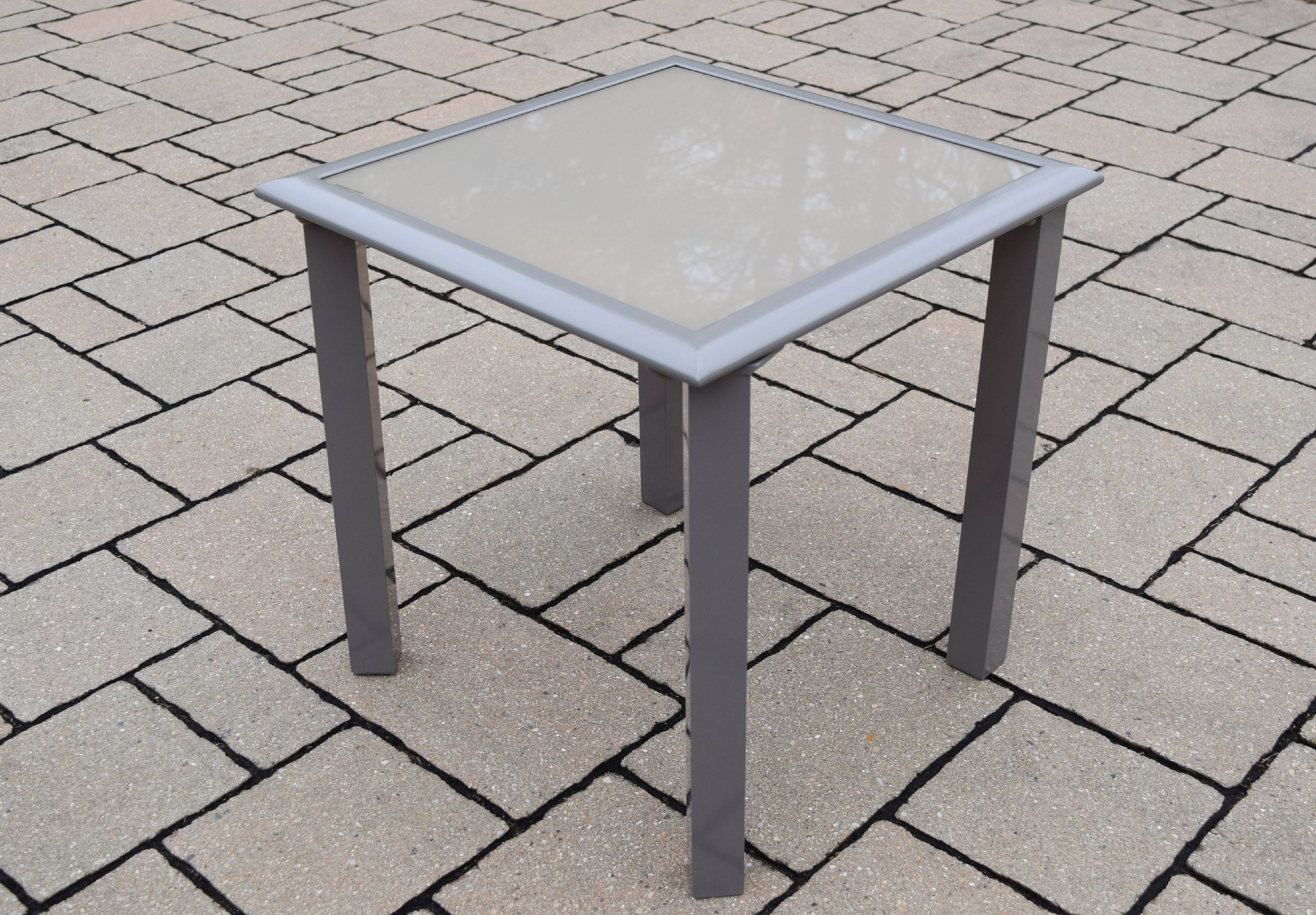 CC Outdoor Living 18" Sand Colored Outdoor Screen Printed Patio Glass Top Side Table - image 2 of 2