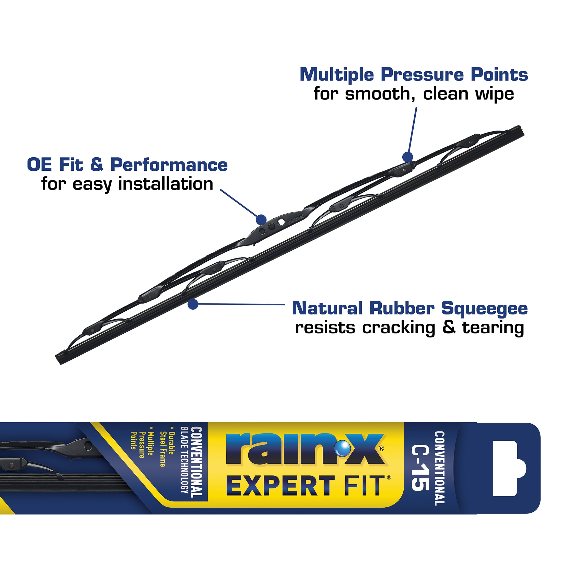 (2 pack) Rain-X Expert Fit Conventional Windshield Wiper Blade C-15 - 860015