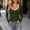 Army Green, variant on Ynynloco Women's Long Sleeve Basic Shirt Tops Contrast Trim V Neck Ribbed Knit Fitted Casual Tops Tee Slim T-Shirts