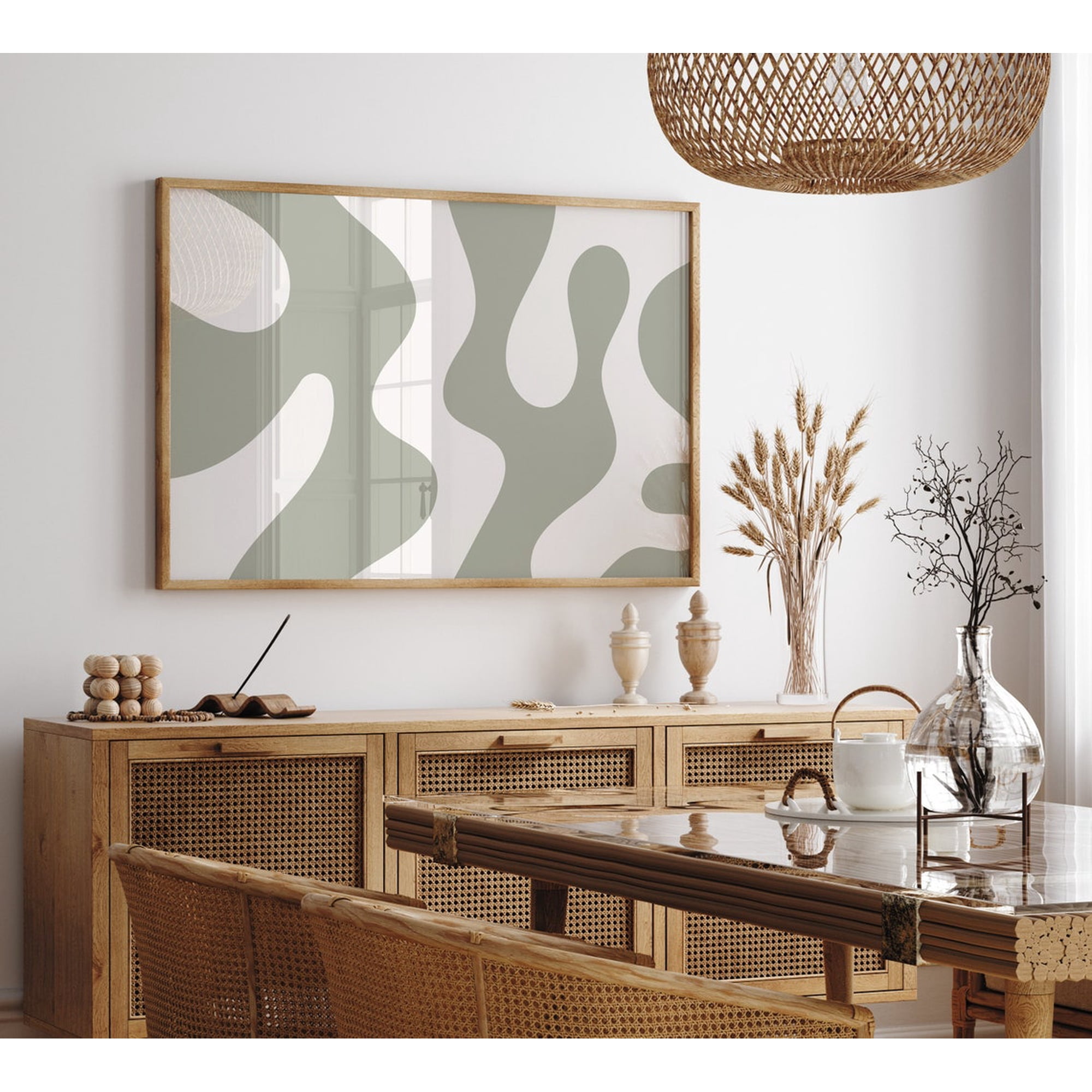 Sage Green Abstract Poster Modern Minimalist Wall Art For Home Decor
