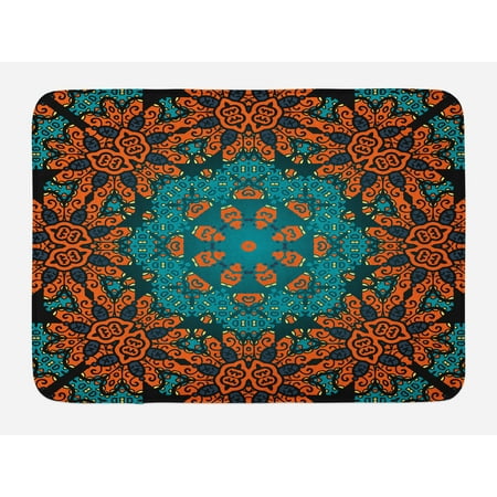 Psychedelic Bath Mat Round Flowers Floral Patterns With