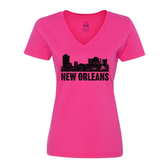 Inktastic New Orleans Skyline Grunge Women's V-Neck T-Shirt
